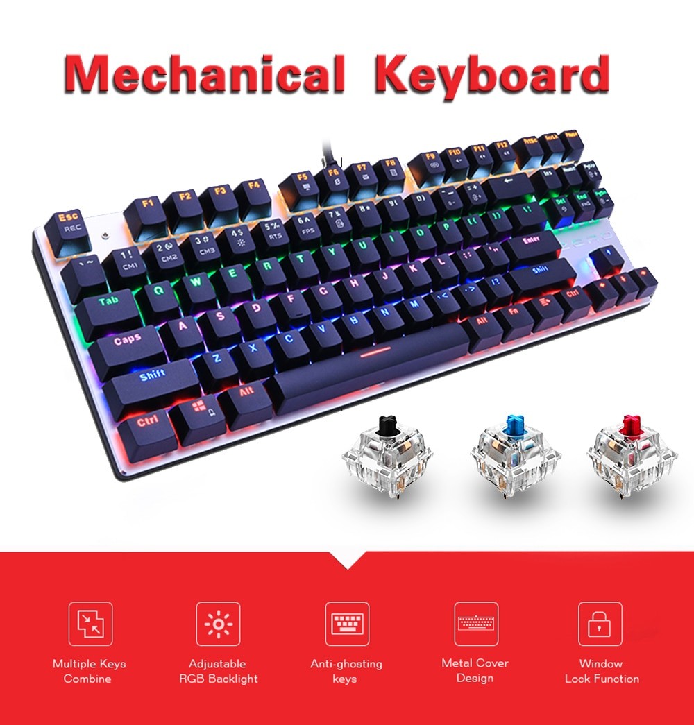 Metoo Gaming Mechanical Keyboard Game Anti-ghosting Russian/US Blue Black Red Switch Backlit USB Wired Keyboard For pro Gamer Metoo Gaming Mechanical Keyboard Game Anti-ghosting Russian/US Blue Black Red Switch Backlit USB Wired Keyboard For pro Gamer