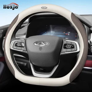For Chery Chirey  Omoda  Steering Wheel Cover Non-slip 12color Carbon Fiber Bicolor Leather Car Accessories