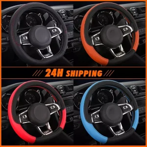 38cm 15inches Universal Car Steering Wheel Cover Artificial Leather  Auto Interior Accessories