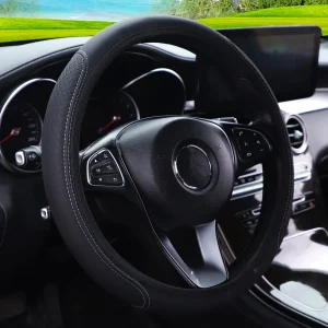 1pc Steering Wheel Cover Breathable Leather Anti Slip Car Accessories