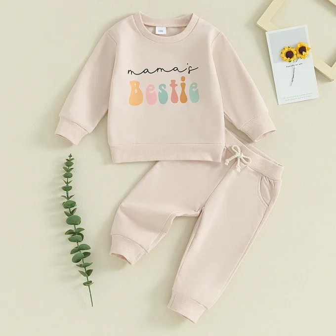 Girls Fall Letter Sweatshirt & Pants Set