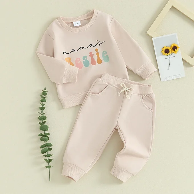 Girls Fall Letter Sweatshirt & Pants Set