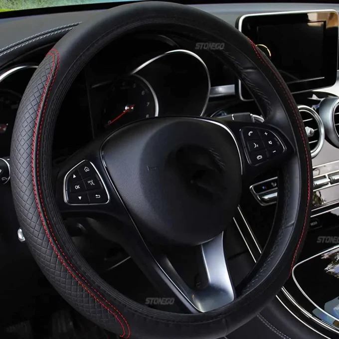 Breathable PU Leather Anti-Slip Steering Wheel Cover