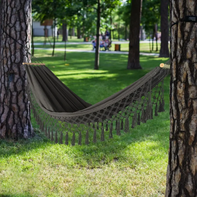 Outdoor Camping Canvas Hammock – Anti-Rollover Design