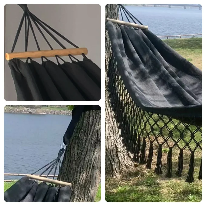 Outdoor Camping Canvas Hammock – Anti-Rollover Design