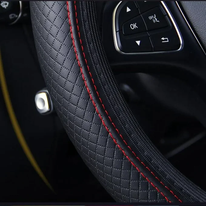 Breathable PU Leather Anti-Slip Steering Wheel Cover