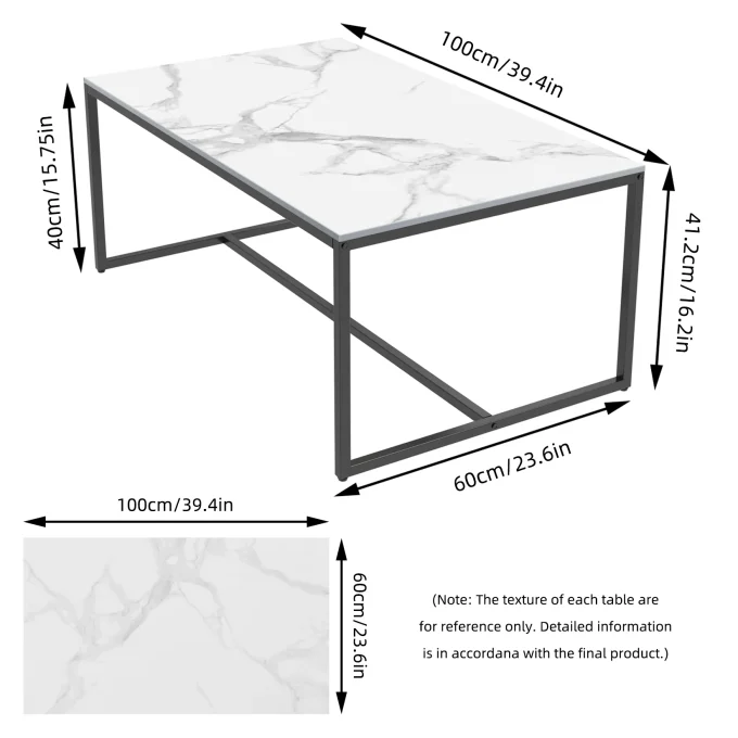 Sintered Stone Coffee Table with Metal Frame