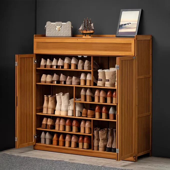 Modern Bamboo Shoe Cabinet Organizer