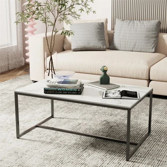 Sintered Stone Coffee Table with Metal Frame