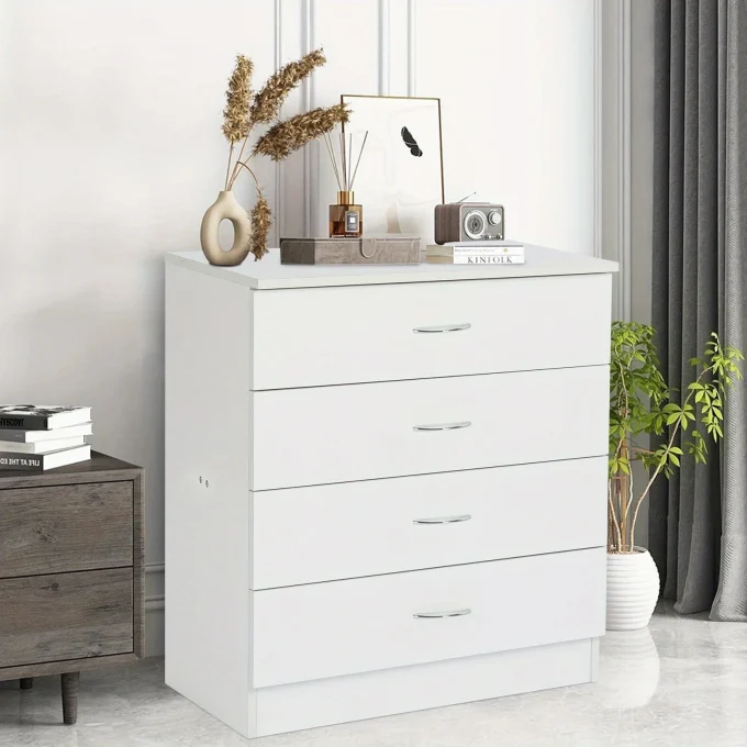 4-Drawer Bedroom Storage Dresser White