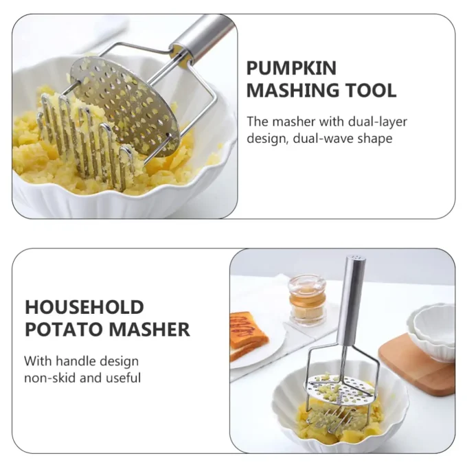 2-in-1 Stainless Steel Potato Masher & Ricer – Durable Kitchen Tool