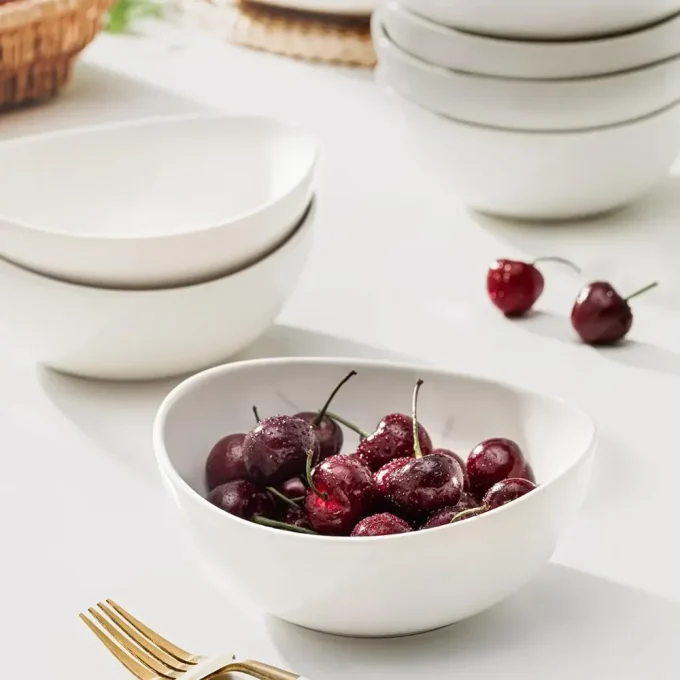 6-Piece 18 Oz Porcelain Bowl Set – Microwave Safe for Soup, Cereal, Fruits & Rice  Shortened Description: