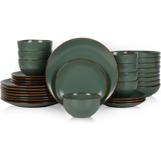 Brasa 16-Piece Blue Stoneware Dinnerware Set – Plates & Bowls for 4