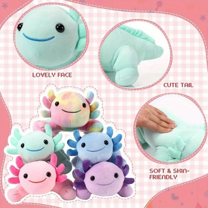 Soft & Cuddly Axolotl Plush Toy – Cute Stuffed Animal Pillow