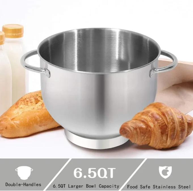 6.5QT Stand Mixer, 660W 6-Speed Tilt-Head Kitchen Mixer with Dough Hook, Whisk & Beater (Silver)