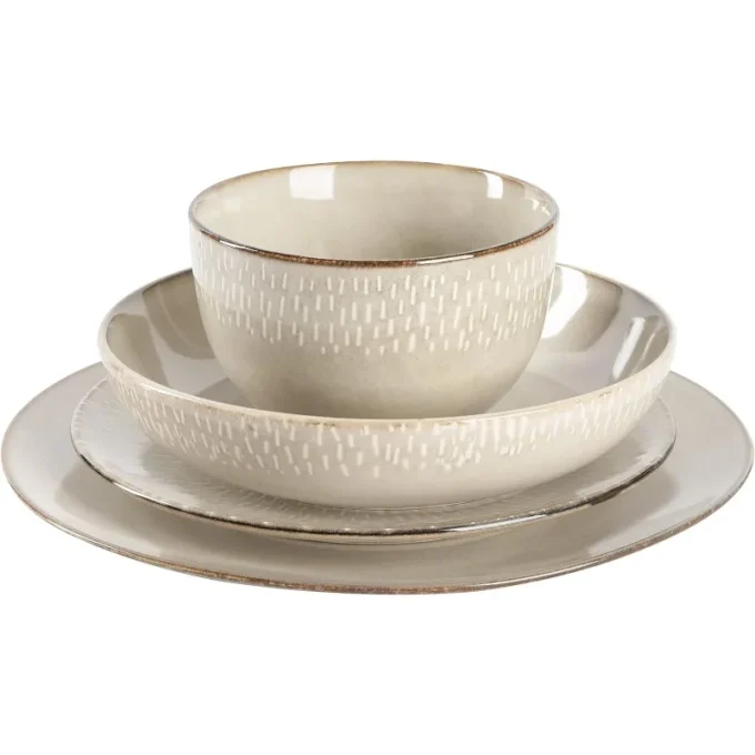 Matisse 16-Piece Double Bowl Dinnerware Set for 4 - Taupe