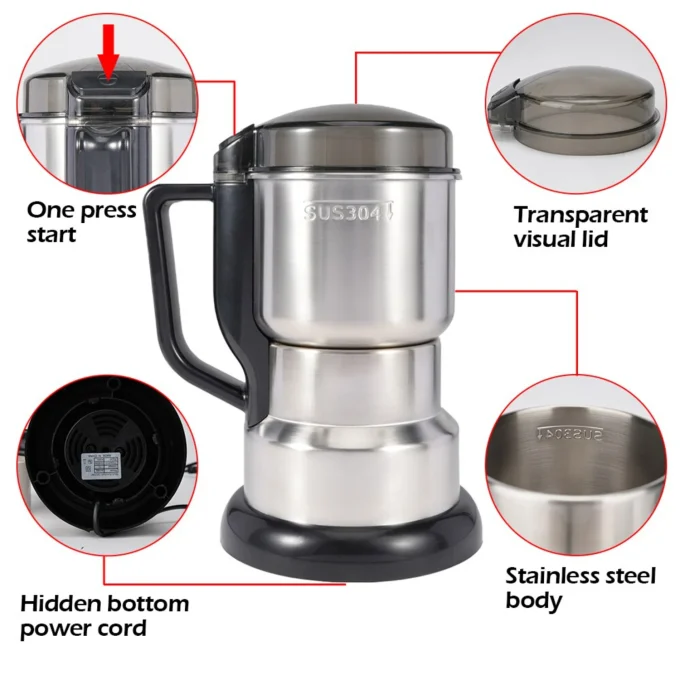 Efficient and Powerful Multifunctional Coffee Grinder - Ideal Kitchen Tool for Coffee Lovers and Home Cooks! Perfectly Ground Ce