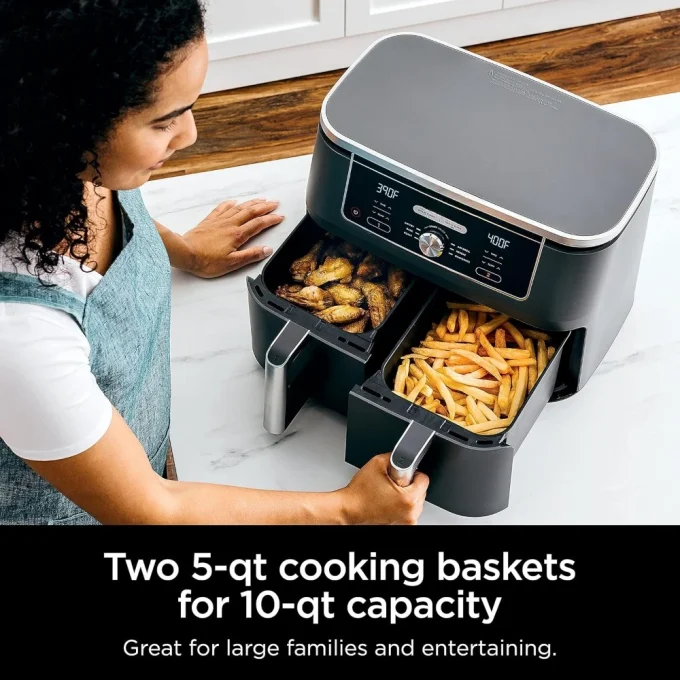 10-Quart Dual-Basket Air Fryer, 6-in-1