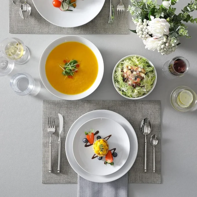 24-Piece White Porcelain Dinnerware Set for 6