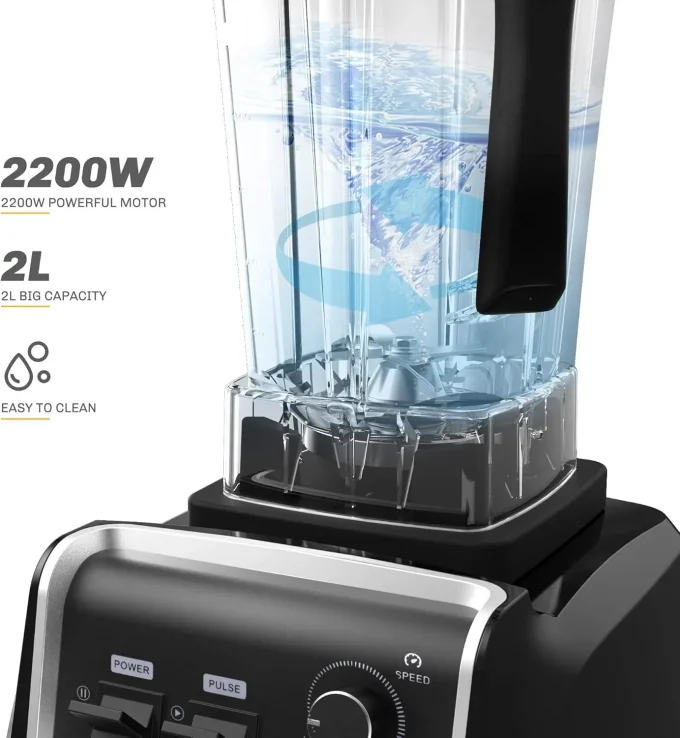 2200W Professional Blender – 68oz High-Power Smoothie & Frozen Fruit Crusher