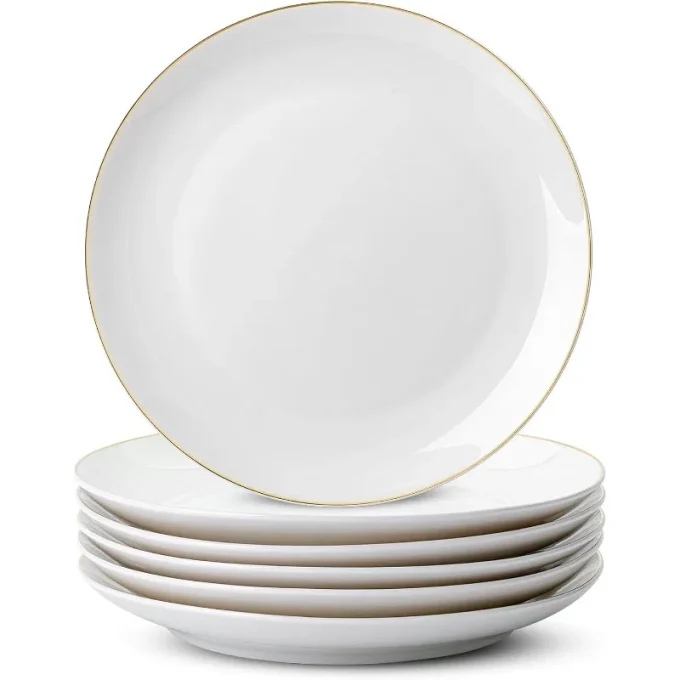 Set of 12 White Porcelain Dinner Plates – 10.5 Inch