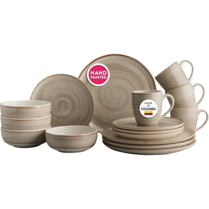 16-Piece Ceramic Dinnerware Set – Plates, Bowls & Mugs for 4