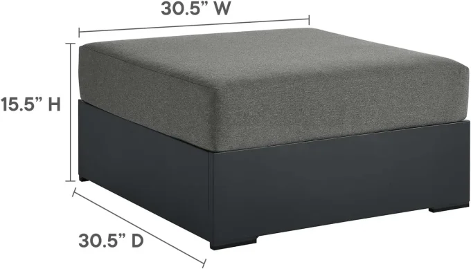 Tahoe Aluminum Outdoor Ottoman with Cushion