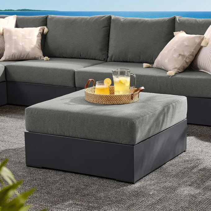 Tahoe Aluminum Outdoor Ottoman with Cushion