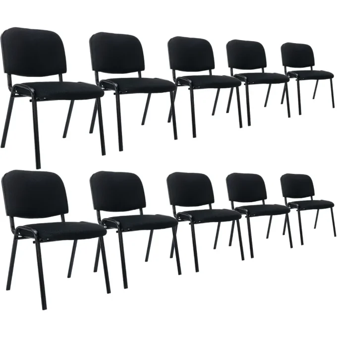 Black Stackable Office Chairs no Arms Set of 10, Mesh Reception Chairs Ergonomic Conference Desk Chairs Guest Chairs for Meeting