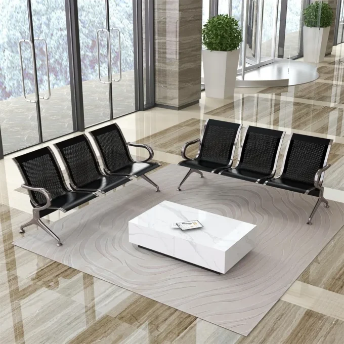 Waiting Room Bench Set – Guest Chairs with Arms for Office, Airport & Lobby