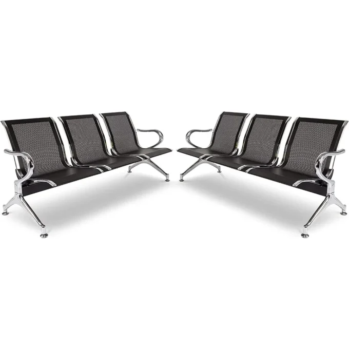 Waiting Room Bench Set – Guest Chairs with Arms for Office, Airport & Lobby