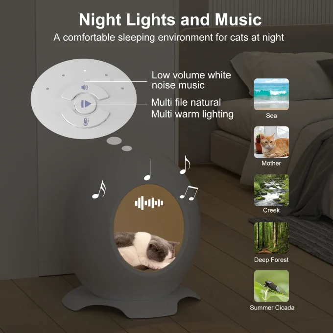 Modern Round Self-Warming Pet Bed for Cats & Small Dogs