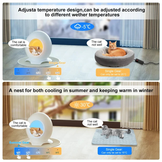 Modern Round Self-Warming Pet Bed for Cats & Small Dogs