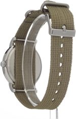 Unisex Analog Watch Adjustable Nylon Fabric Slip Through Strap Green - Image 3