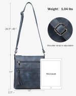 Crossbody Bag, Adjustable Strap Shoulder Bag with Tassel Blue Gray - Image 2