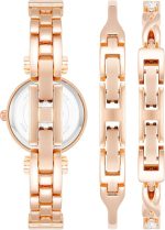 Women's Premium Crystal Accented Bangle Watch and Bracelet Set Rose Gold - Image 3