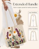 Embroidery Tote Bag for Women – Reusable Canvas - Image 3