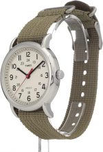 Unisex Analog Watch Adjustable Nylon Fabric Slip Through Strap Green - Image 2