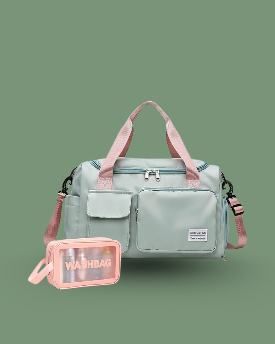 Brown Minimalist Bag Cleaning Instagram Post (30) Small Gym Bag for Women, Travel Duffle Bag Carry On - Image 1