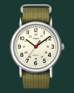 Unisex Analog Watch Adjustable Nylon Fabric Slip Through Strap Green