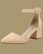 DREAM PAIRS ANNEE Pointed Toe Low Chunky Heel Pumps