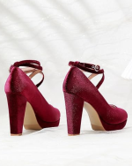 Vintage Women’s Bowtie Platform Pumps – Chunky High Heel Dress Shoes - Image 4