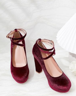 Vintage Women’s Bowtie Platform Pumps – Chunky High Heel Dress Shoes - Image 3