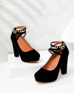 Vintage Women’s Chunky High Heel Dress Shoes Black - Image 3