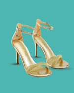 Women’s High-Heel Floral Ankle Strap Stiletto Sandals-Gold - Image 2