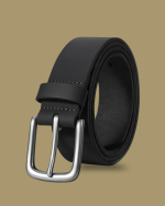 Durable Men’s Belt Full Grain Leather Casual  Black Belt Black 1Pc.